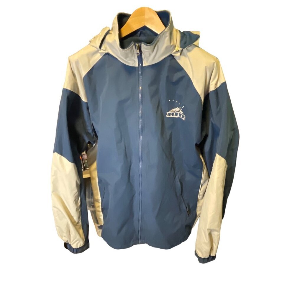 Arctic Image Alaska Navy White Mens Hooded Fleece Full Zip Jacket Sz XXL